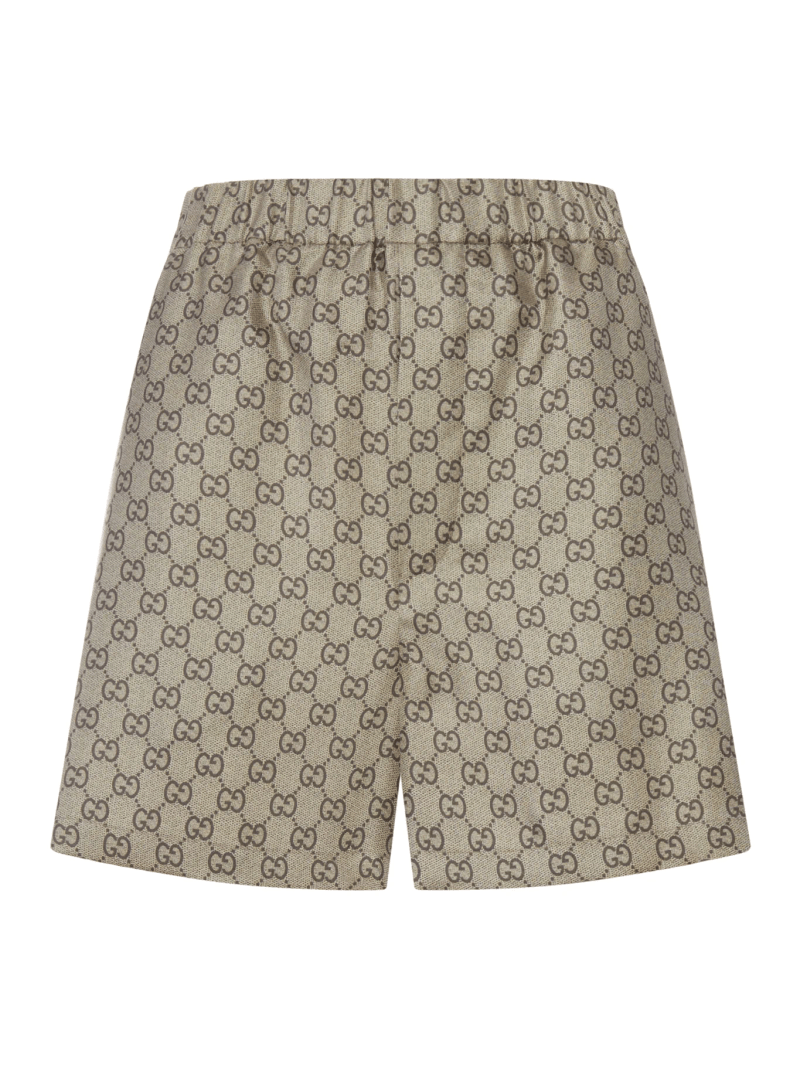 PRINTED SILK TWILL SHORTS - Gucci - Woman