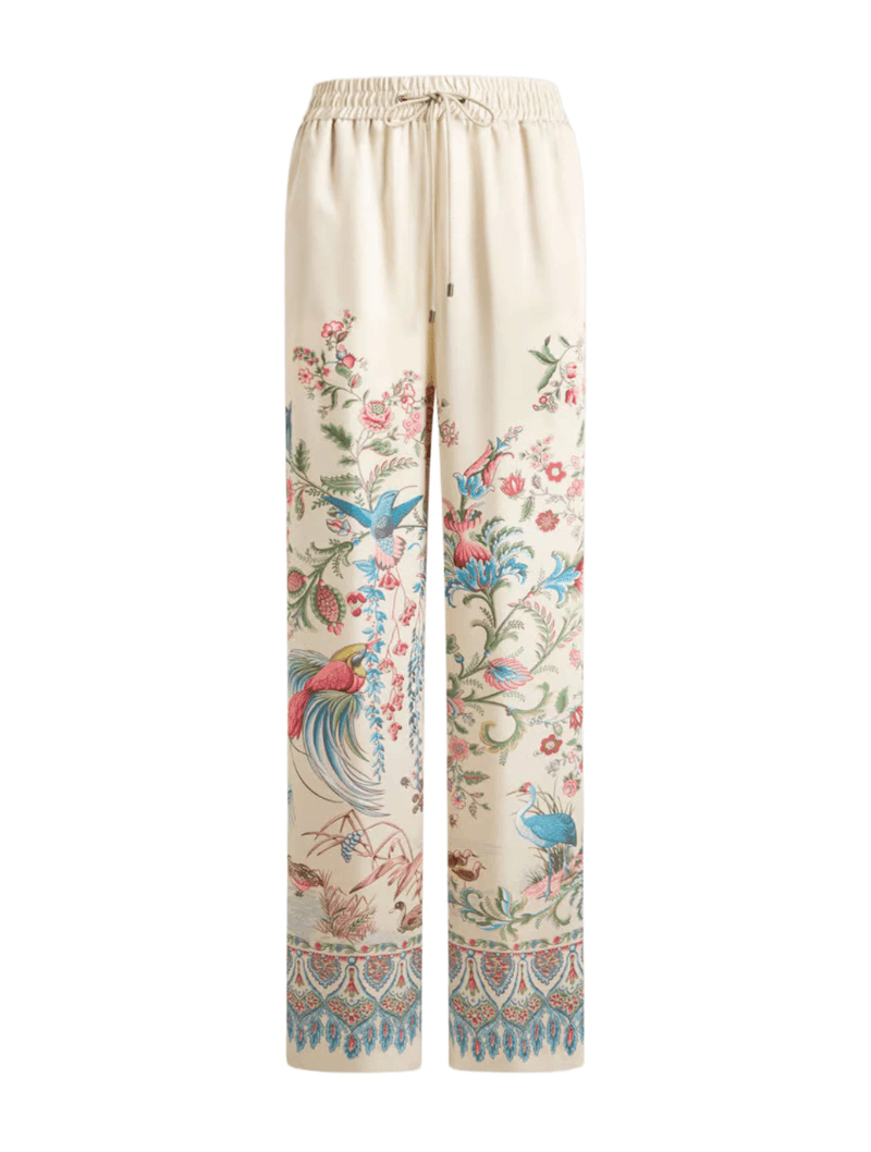 WIDE-LEG TROUSERS WITH PLACED FLORA AND FAUNA PRINT - Etro - Woman