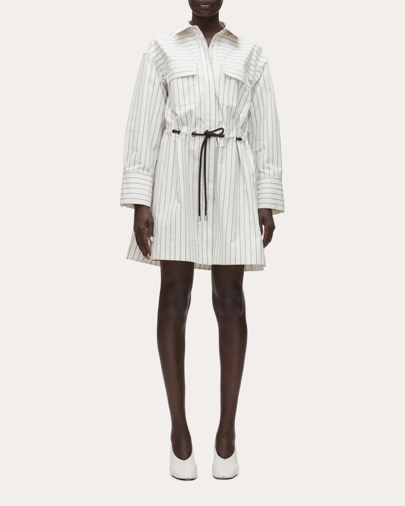 3.1 Phillip Lim Women's Stripe Poplin Belted Mini Shirt Dress in Neutral Cotton/Polyester