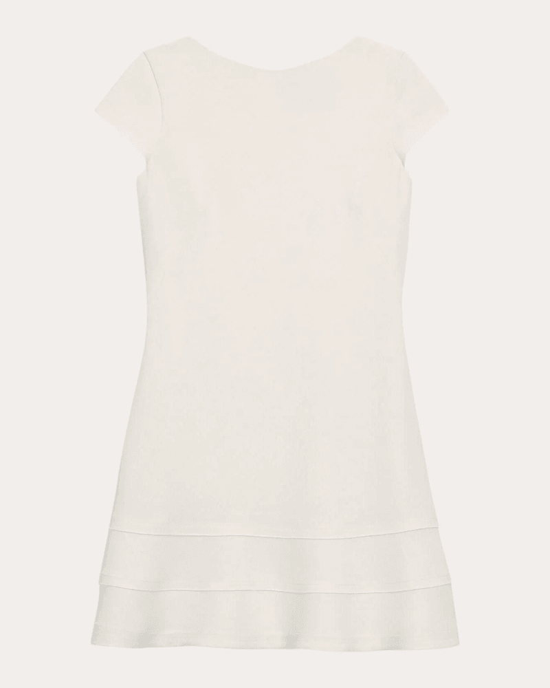 Theory Women's Admiral Crepe Seamed A-Line Mini Dress in White Polyester/Acetate