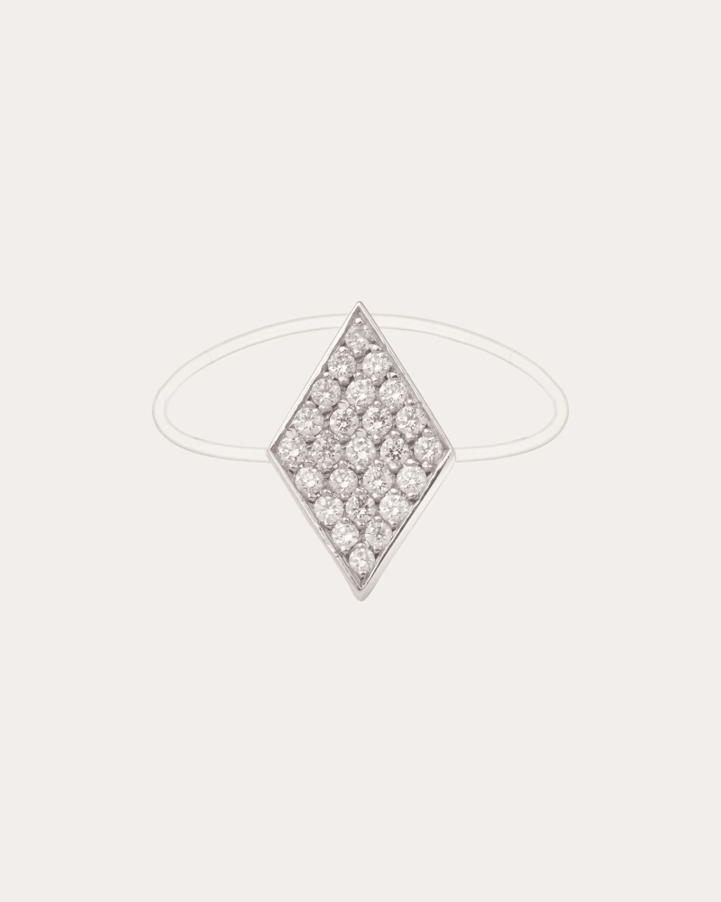 MYSTERYJOY Women's Diamond & 18k White Gold Large Honneur Ring Nylon