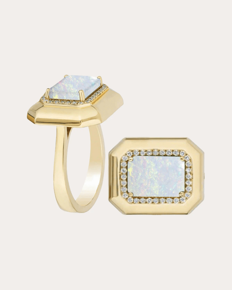 Goshwara Women's Opal & Diamond 18k Gold Limited Edition Ring in White And Yellow Gold