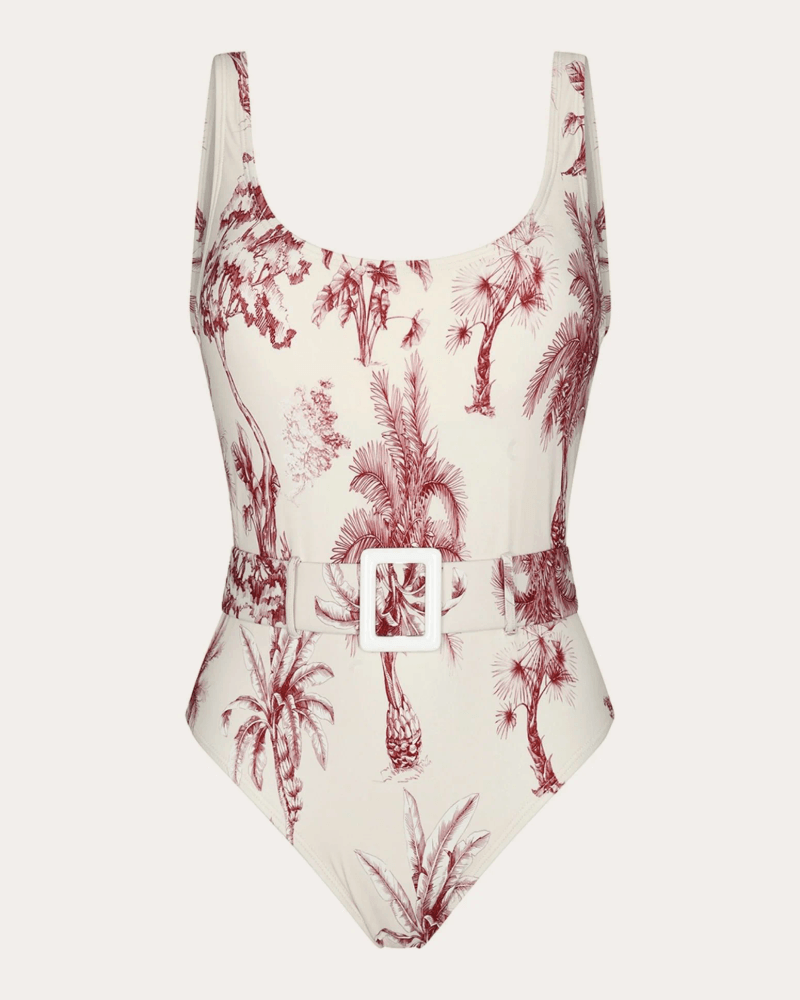Aguaclara Women's Provence Belted One-Piece in Pink Elastane/Polyamide