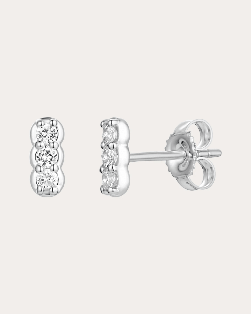 ParkFord Women's White Sapphire Palace Trio Stud Earrings in Sterling Silver
