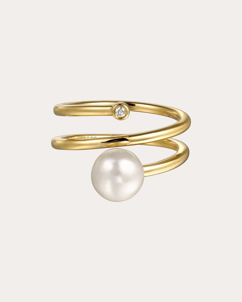 Gabriel & Co. Women's Pearl & Diamond 14k Gold Wrap Ring in Yellow