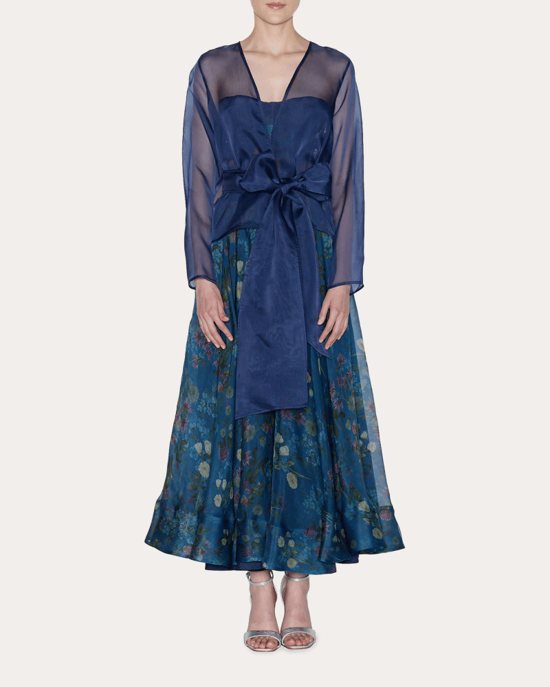 Lia Cohen Women's Time Sheer Silk Organza Jacket in Blue