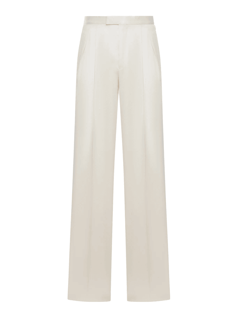 SILK GABARDINE TROUSERS WITH DOUBLE PLEATS - Tom Ford - Man