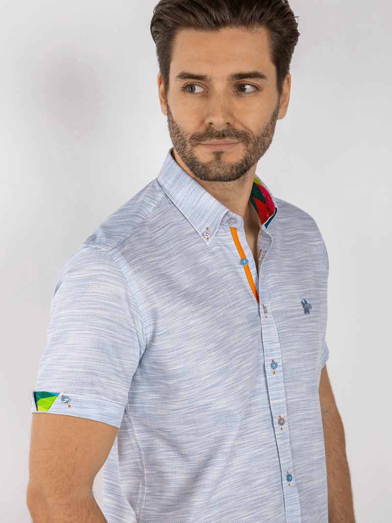 TONAL TEXTURE WEAVE MEN'S SHORT SLEEVE SHIRT