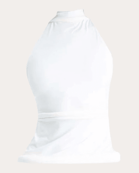 Francisco Arce Women's Mar Rolled Mock Neck Top in White Polyester