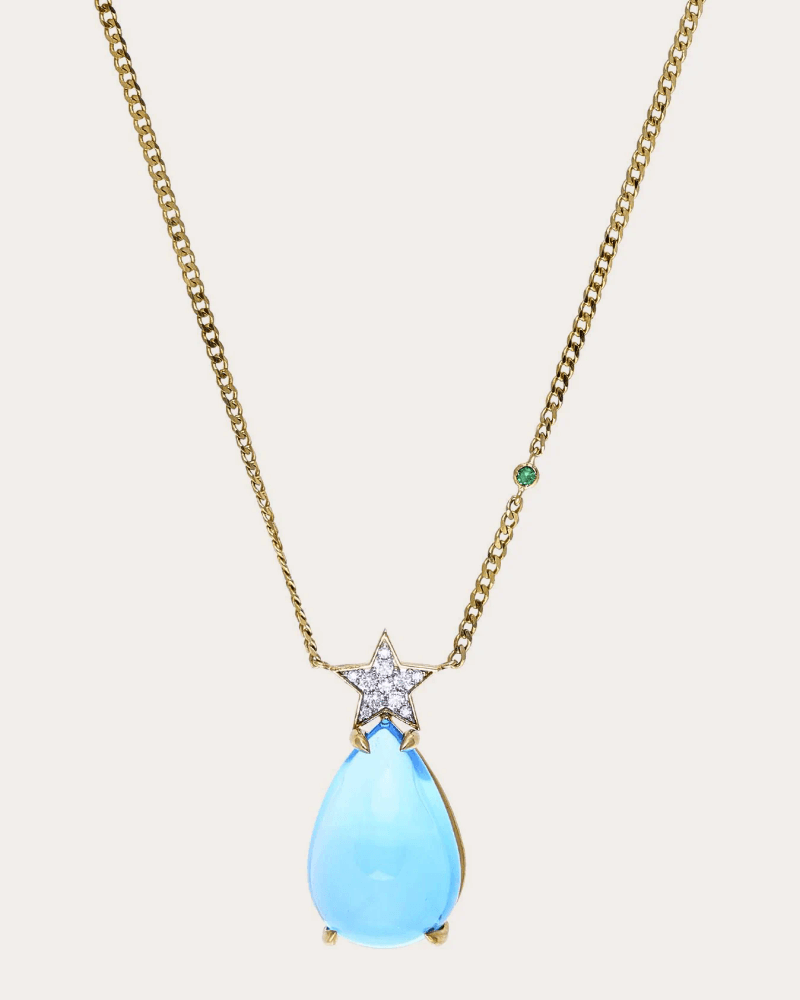 Nelly Rojas Women's Blue Topaz & Diamond Hada Star Pendant Necklace in Swiss Blue Topaz 18K Gold