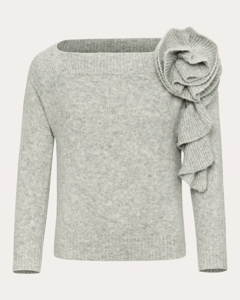 Hellessy Women's Odin Corsage Boatneck Sweater in Grey Cashmere/Wool/Viscose
