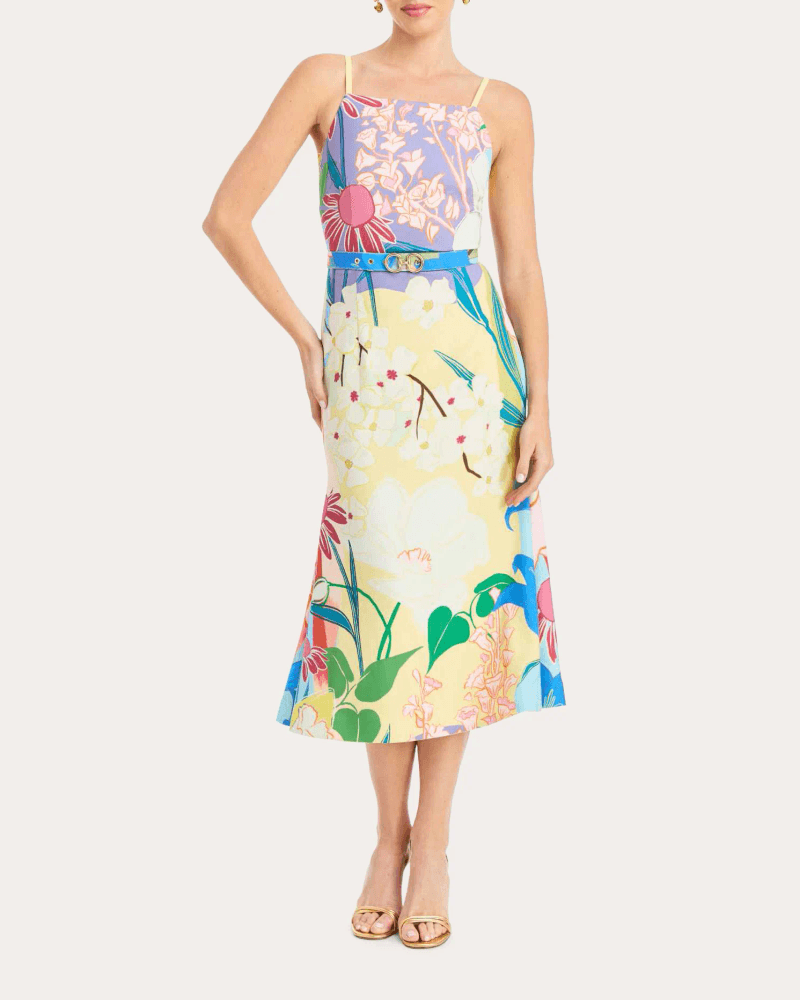 Mestiza Women's Eugenia Floral Crepe Reversible Midi Dress Polyester/Spandex
