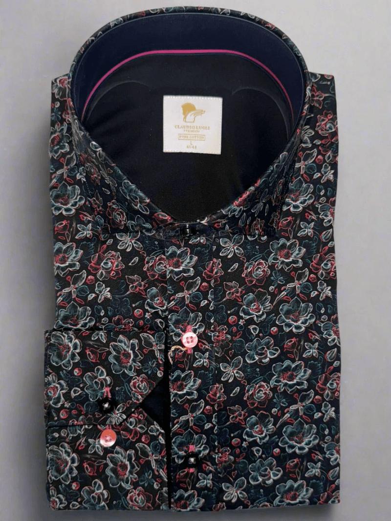 MIDNIGHT BLOOM SATIN COTTON SHIRT