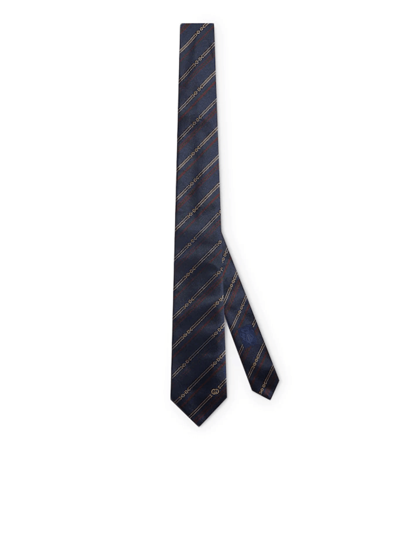 SILK TIE WITH HOOK AND GG CROSS - Gucci - Man