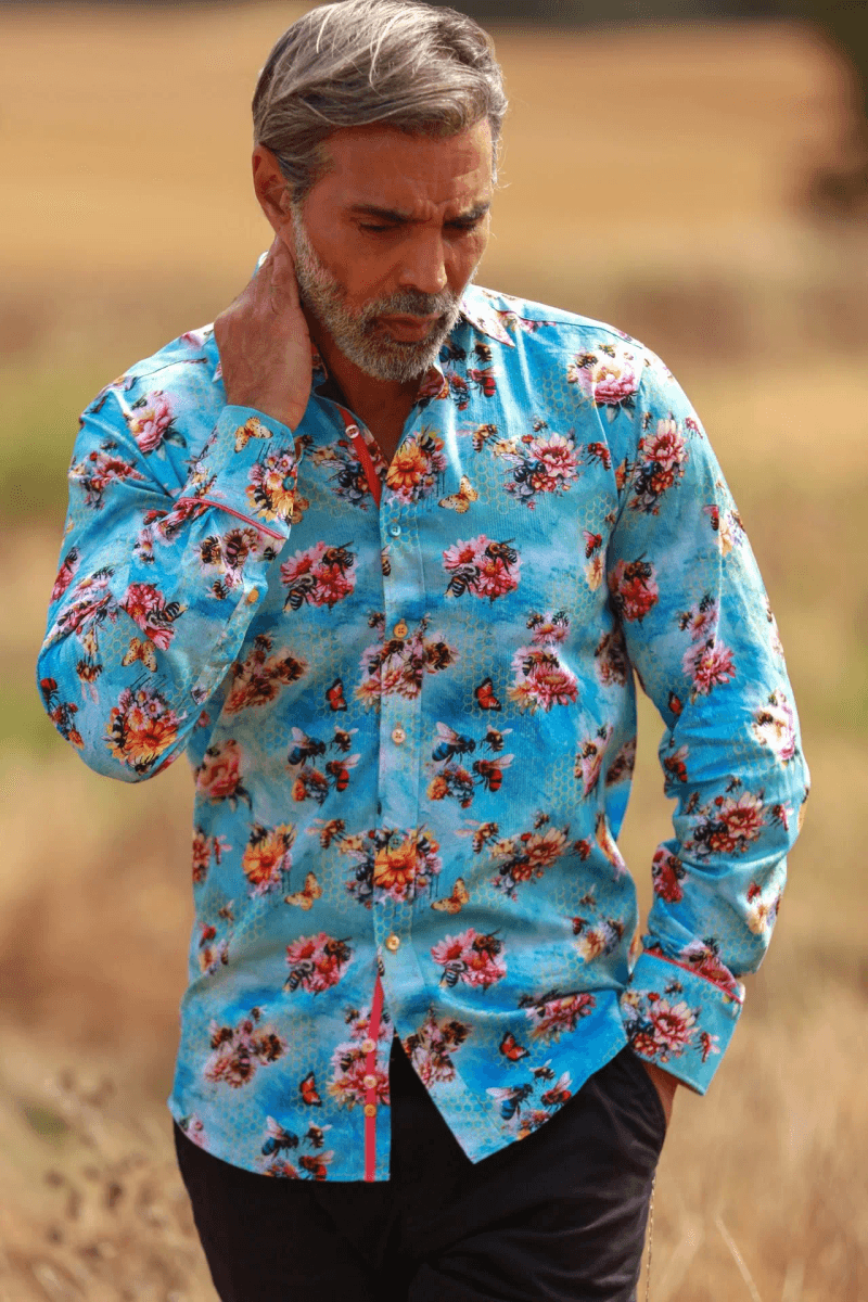 BEES AND FLOWERS PRINT SHIRT