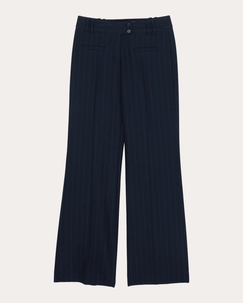 3.1 Phillip Lim Women's Pinstripe Straight-Leg Flare Trousers in Blue Viscose/Elastane/Polyester