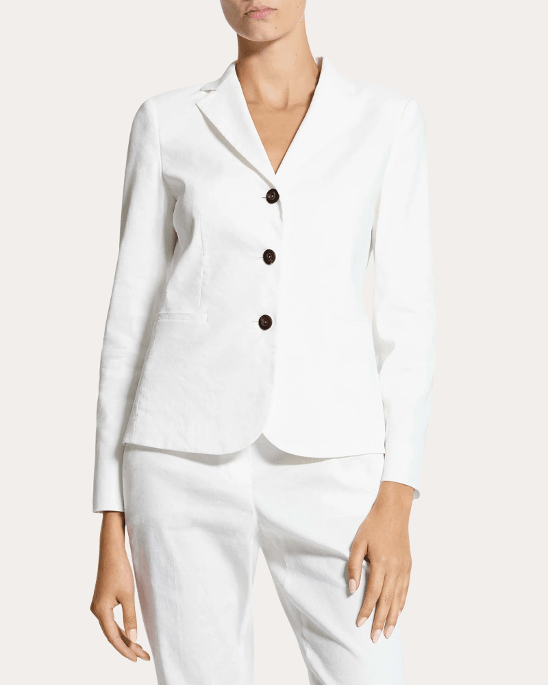 Theory Women's Good Linen Shrunken Blazer in White Linen/Viscose/Elastane