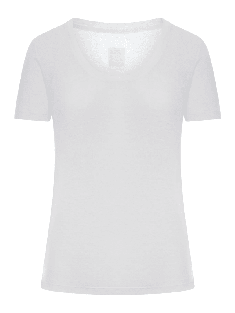 SHORT-SLEEVED T-SHIRT WITH WIDE NECKLINE - 120% Lino - Woman