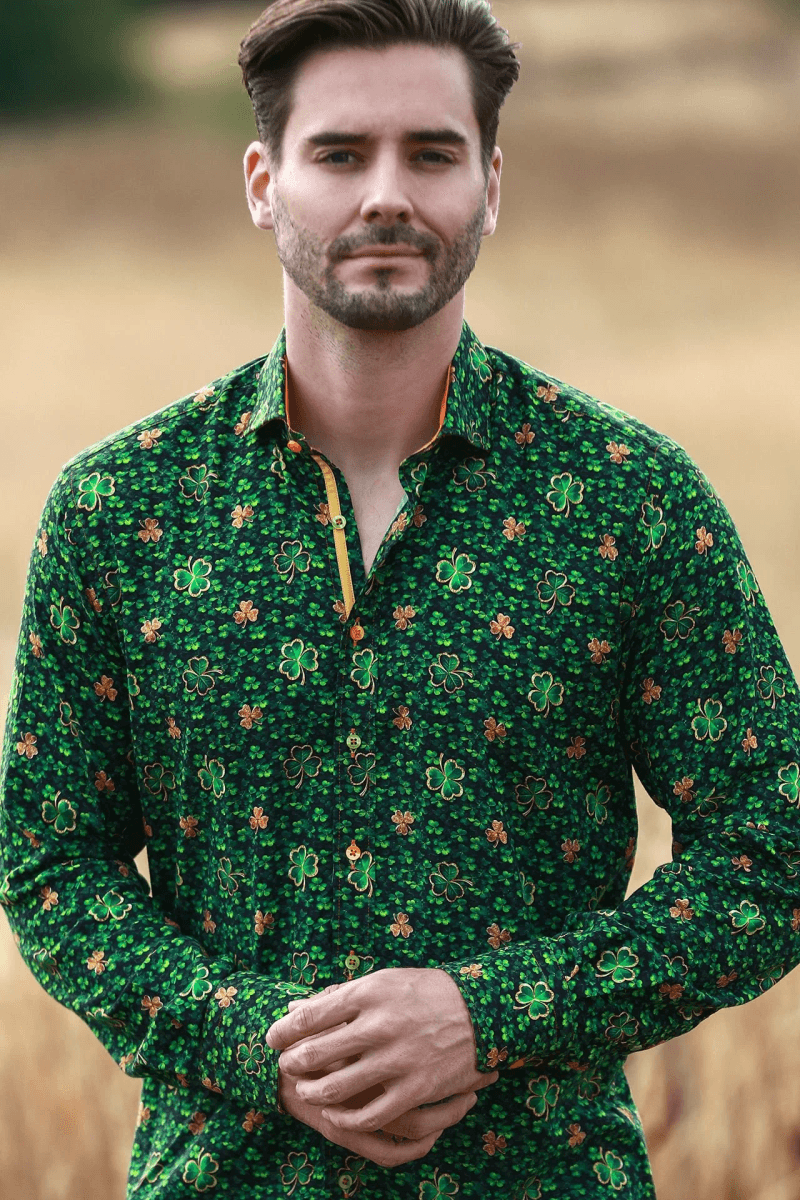 ☘️st. Patrick's Day☘️ Tencel Shamrock Emerald Print Shirt
