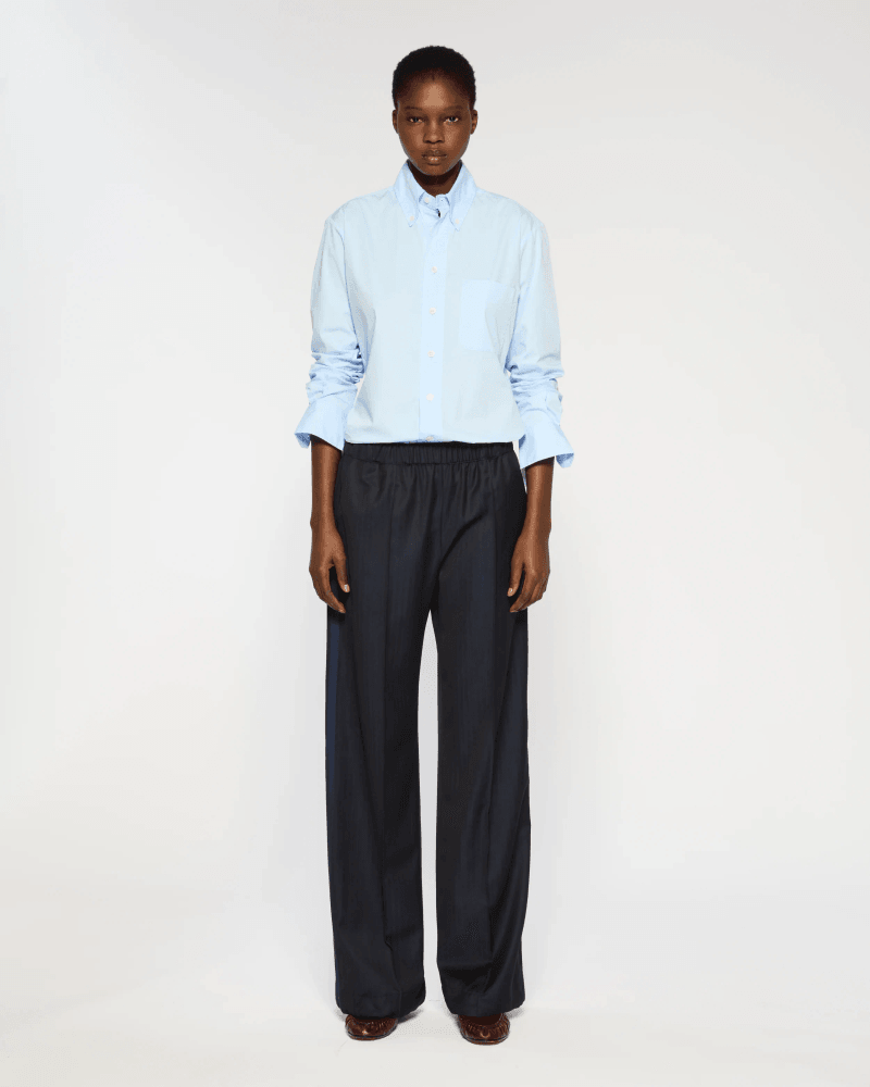 Wool Straight Leg Jogger - Navy Blue