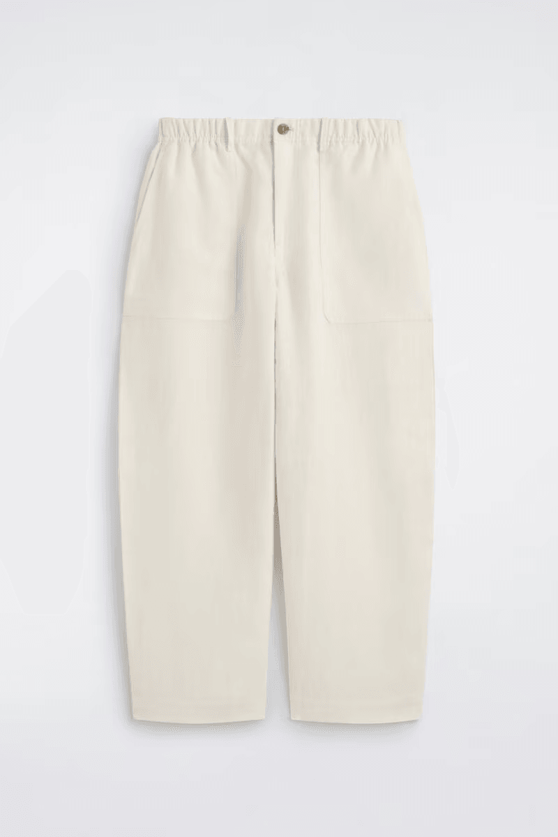 Linen Relaxed-Fit Barrel-Leg Pants