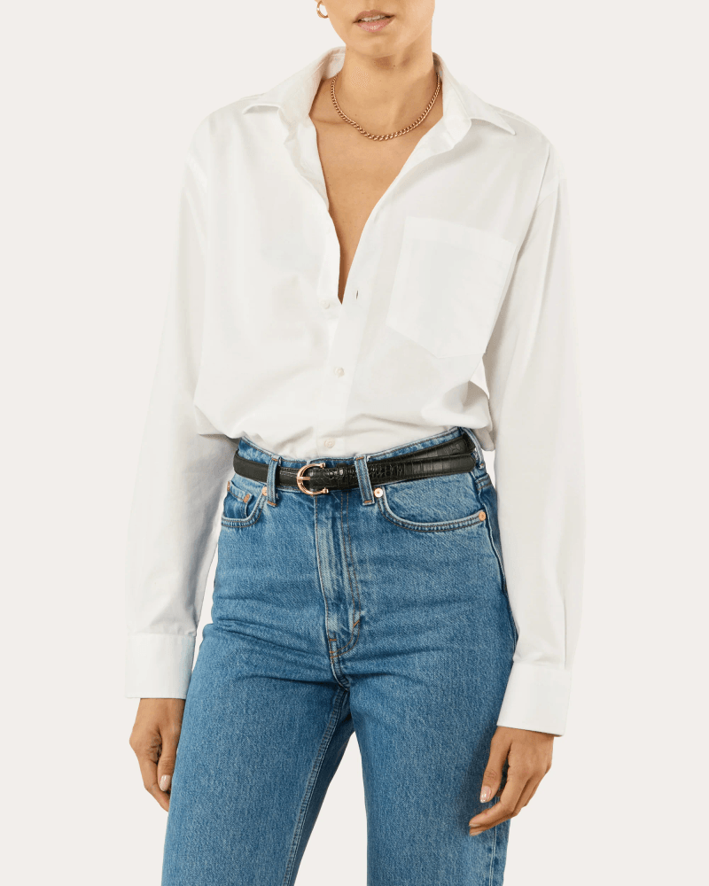 With Nothing Underneath Women's The Oversized Oxford Shirt in White Cotton