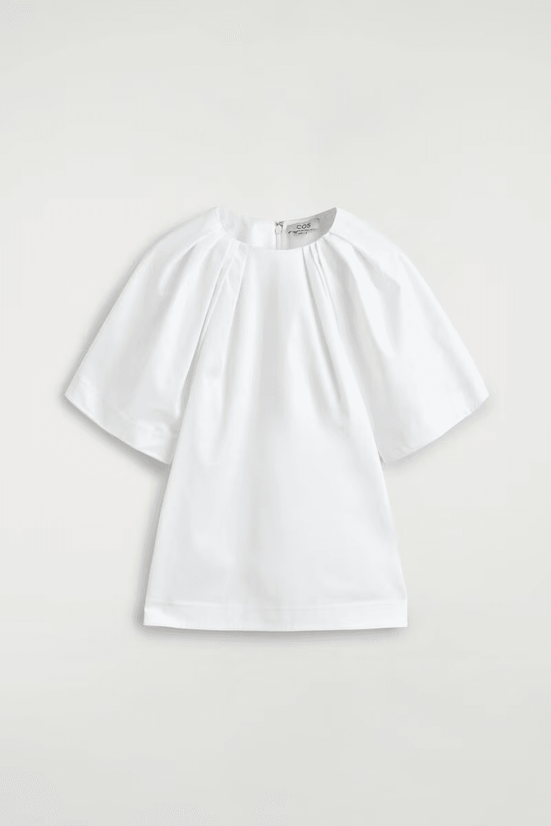 Gathered Short-Sleeved Cotton Top