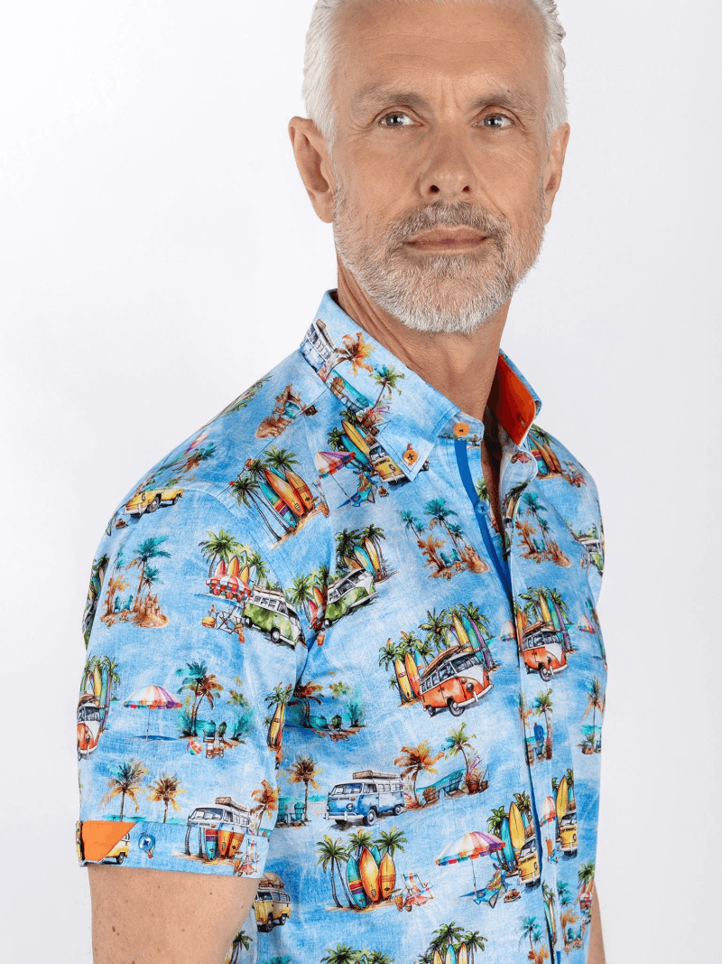 COASTAL CAMPER CRUISER PRINT SHORT SLEEVE SHIRT