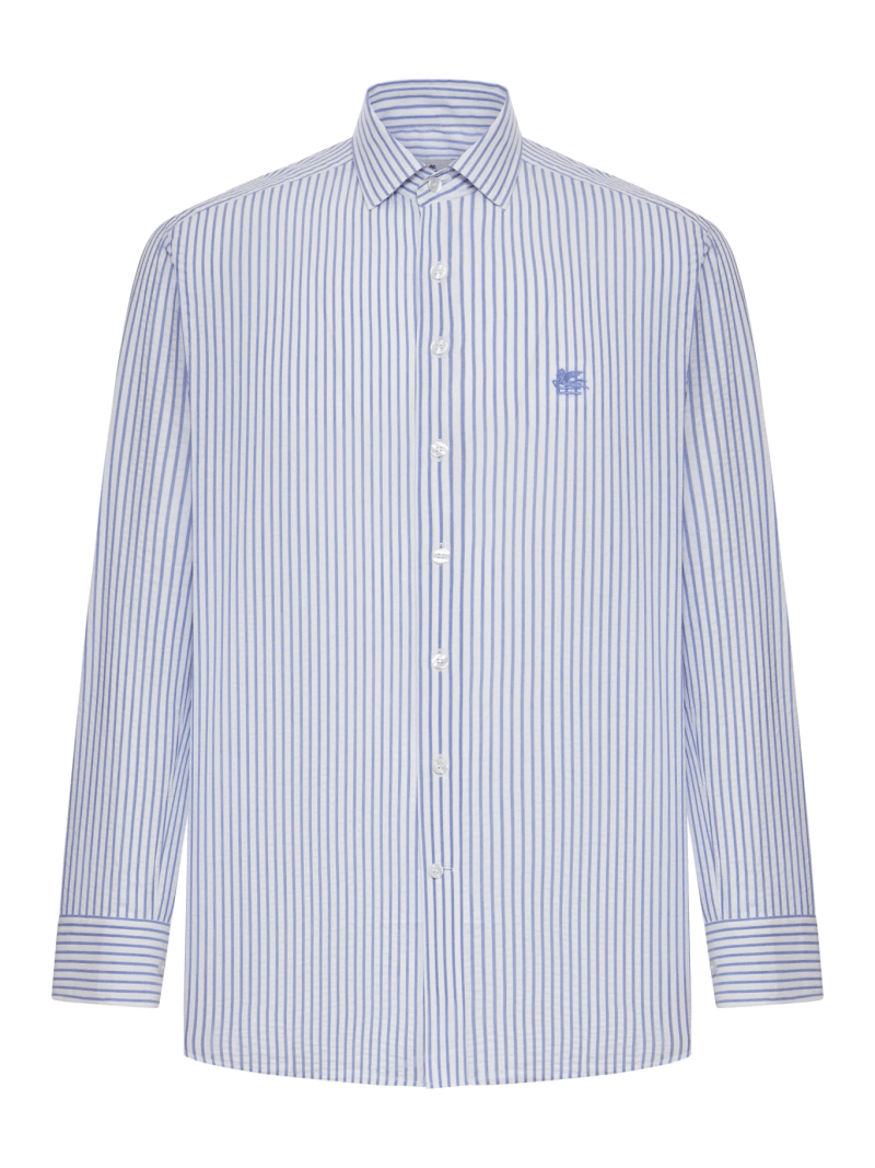 STRIPED SEERSUCKER COTTON SHIRT - Etro - Man