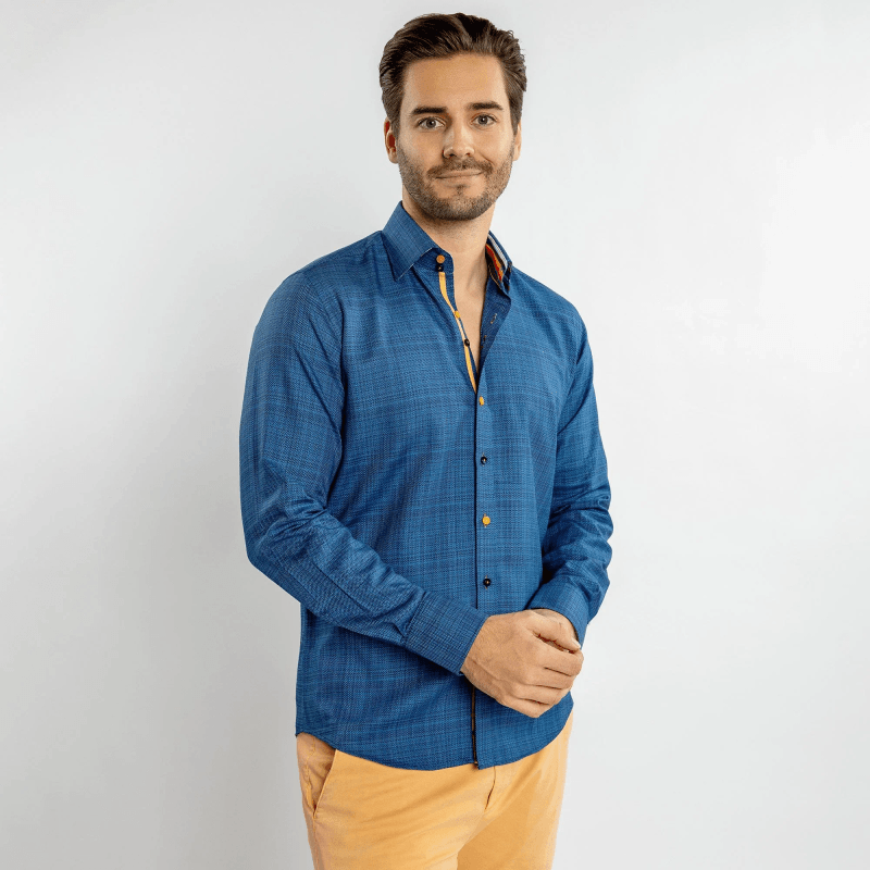 CLASSIC BRUSH COTTON SHIRT WITH MULTICOLOURED STRIPE INSERT