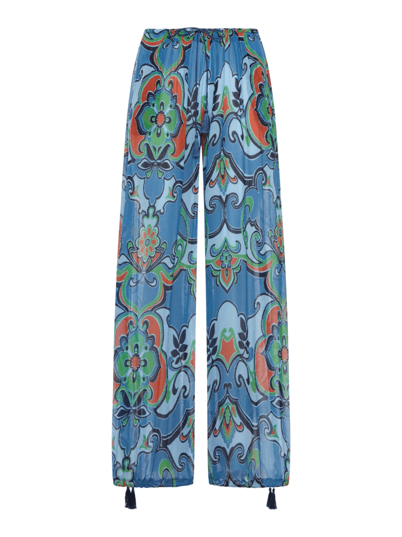 PRINTED SILK BLEND TROUSERS WITH DRAWSTRING - Etro - Woman