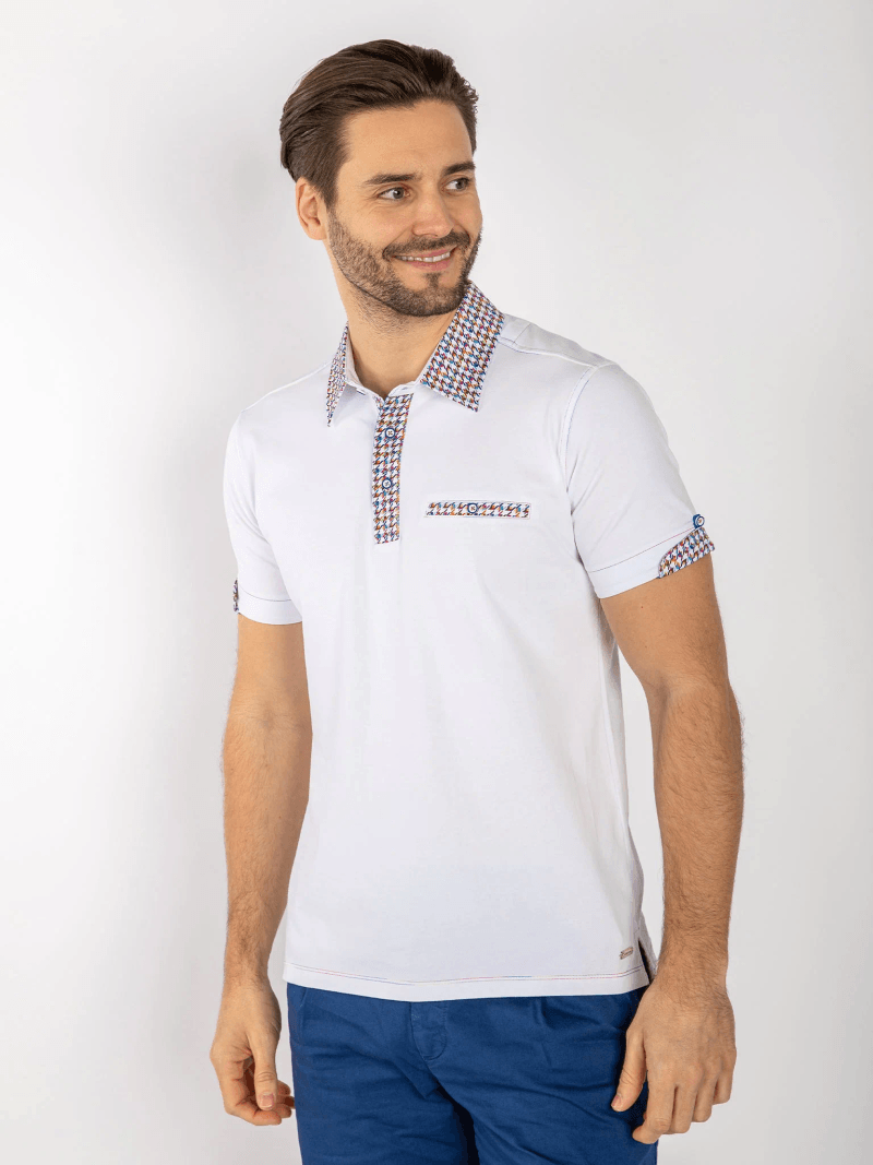 SIGNATURE POLO SHIRT WITH DOGTOOTH INSERT