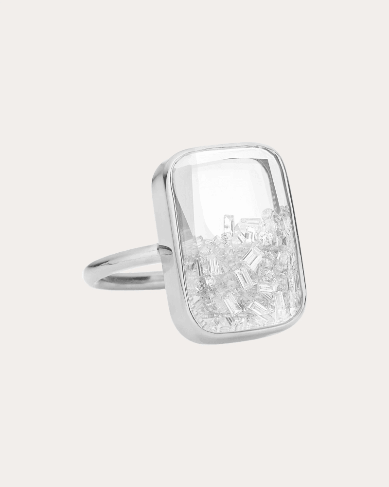 Moritz Glik Women's Diamond & 18k Gold Ten Fourteen Shaker Ring in White Gold