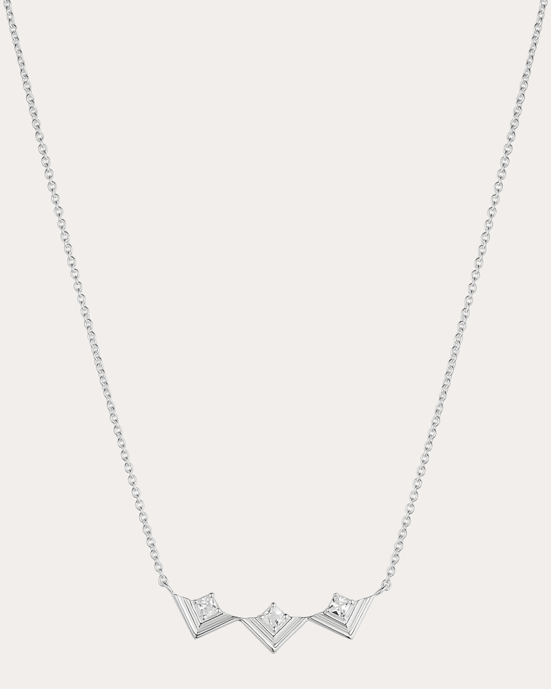 ParkFord Women's White Sapphire Revival Frame Pendant Necklace in Sterling Silver