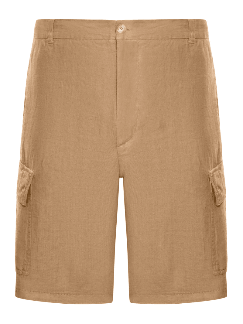 LINEN CARGO BERMUDA SHORTS - 120% Lino - Man
