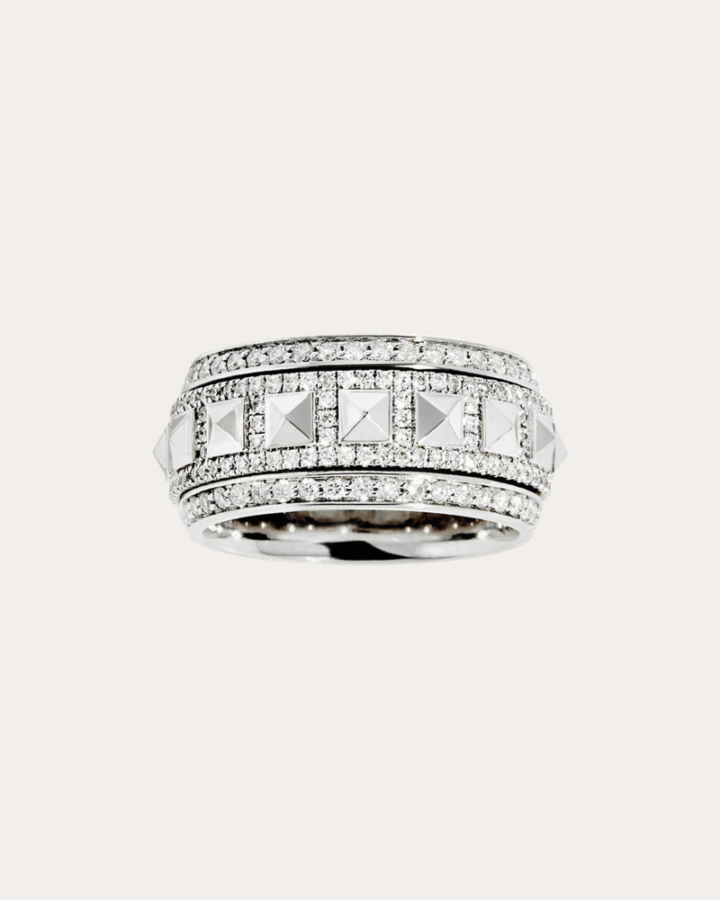 STATEMENT Paris Women's Diamond Rockaway Spinner Ring in Silver Rhodium-Plated Sterling Silver