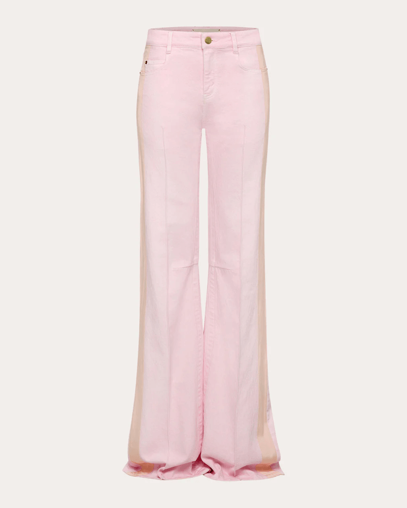 Hellessy Women's Roze Grosgrain Tuxedo Jeans in Pink Cotton/Denim/Elastane