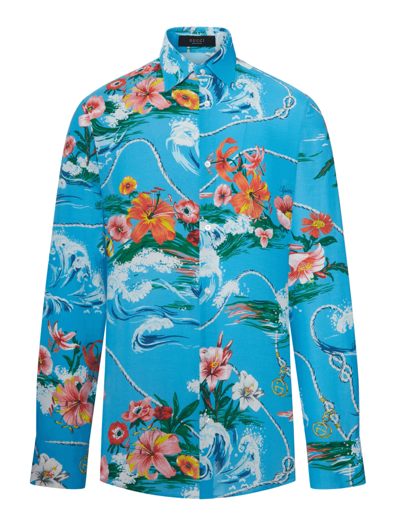 SHIRT IN FLUID PRINTED FABRIC - Gucci - Man