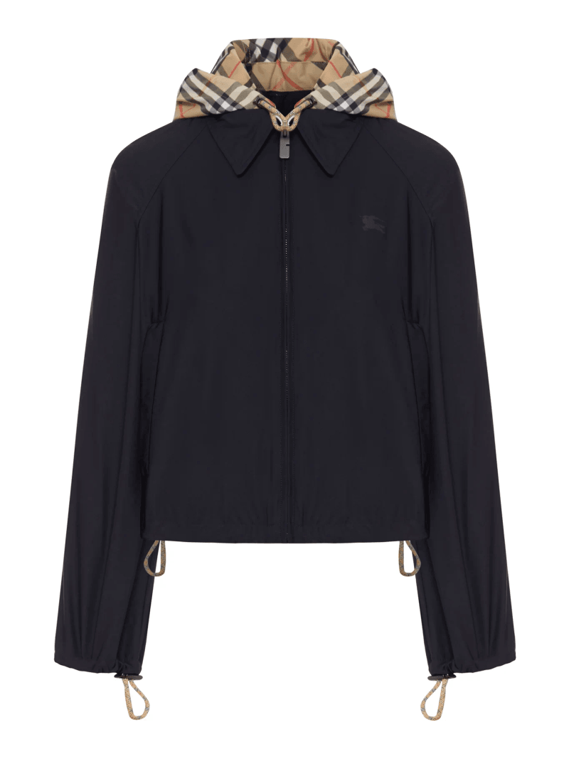 CROP JACKET WITH HOOD AND CHECK DETAILS - Burberry - Woman