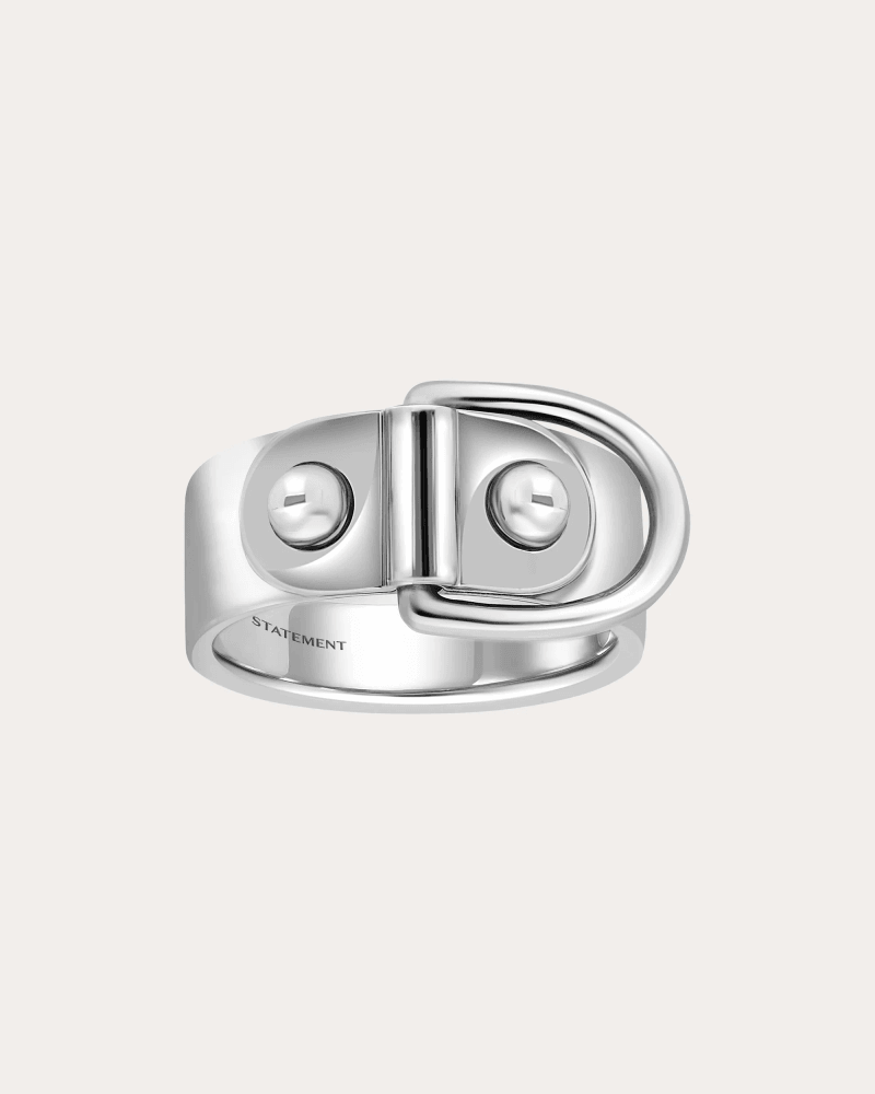 STATEMENT Paris Women's Rivet Ring in Silver Rhodium-Plated Sterling Silver