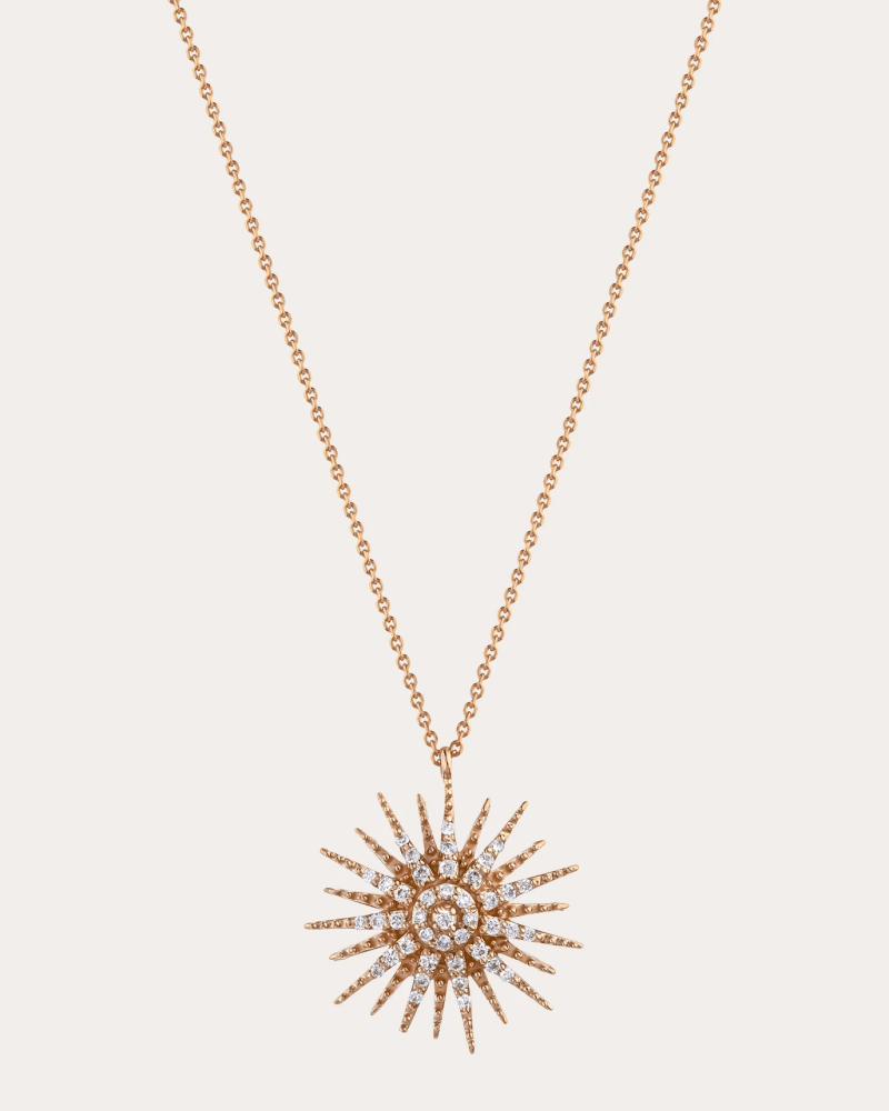Bee Goddess Women's Diamond Jardin Star XS Pendant Necklace in Rose Gold 14K Gold