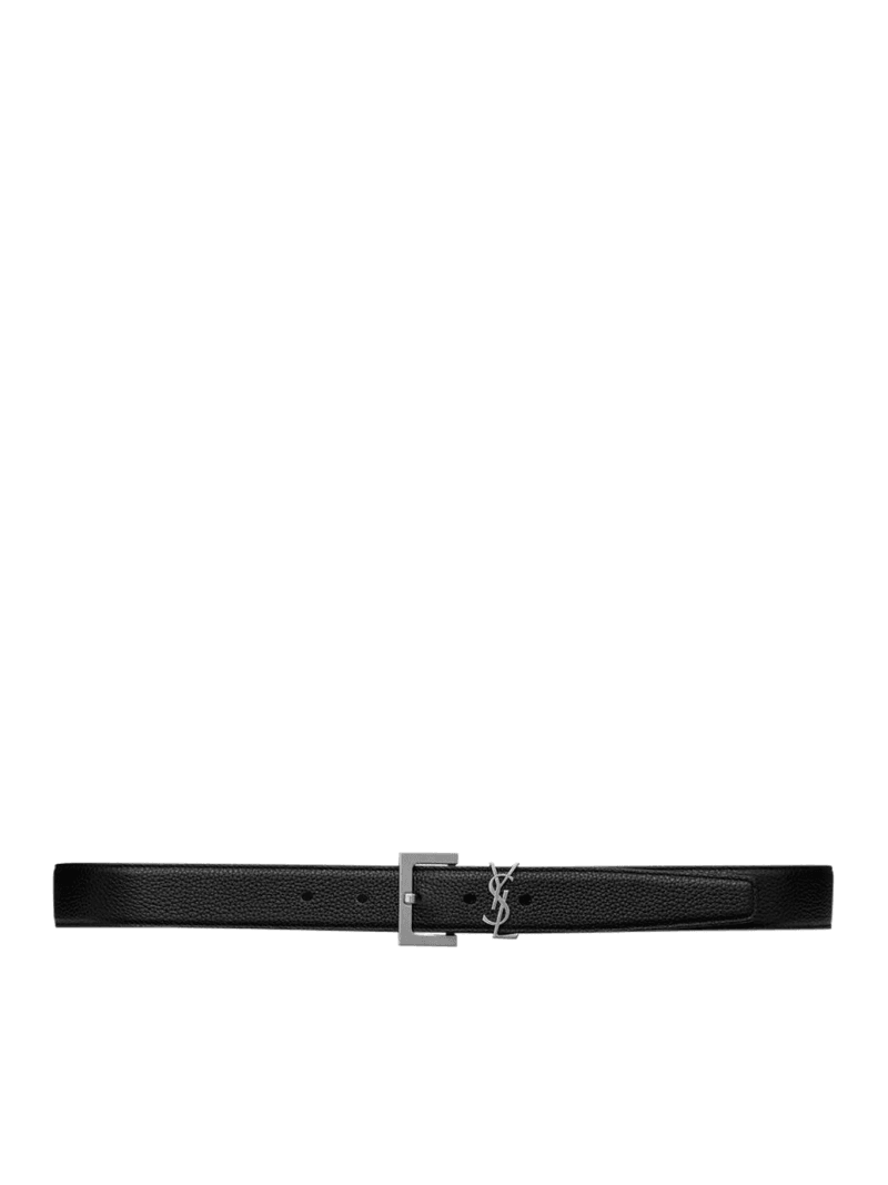 CASSANDRE BELT IN HAMMERED LEATHER WITH SQUARE BUCKLE - Saint Laurent - Man