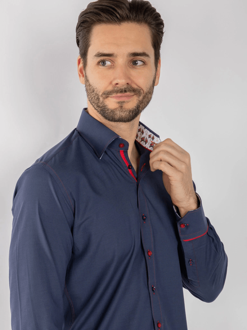 PLAIN TENCEL COTTON SHIRT WITH UNION JACK INSERT