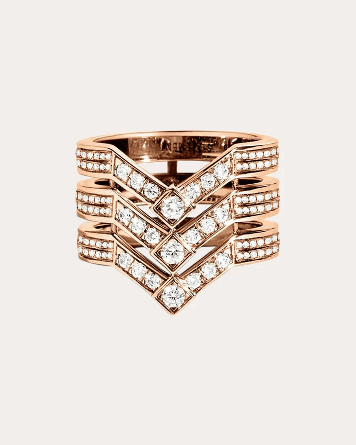 STATEMENT Paris Women's Diamond & 18k Rose Gold Stairway Triple Band Ring in Pink Gold 18K Gold