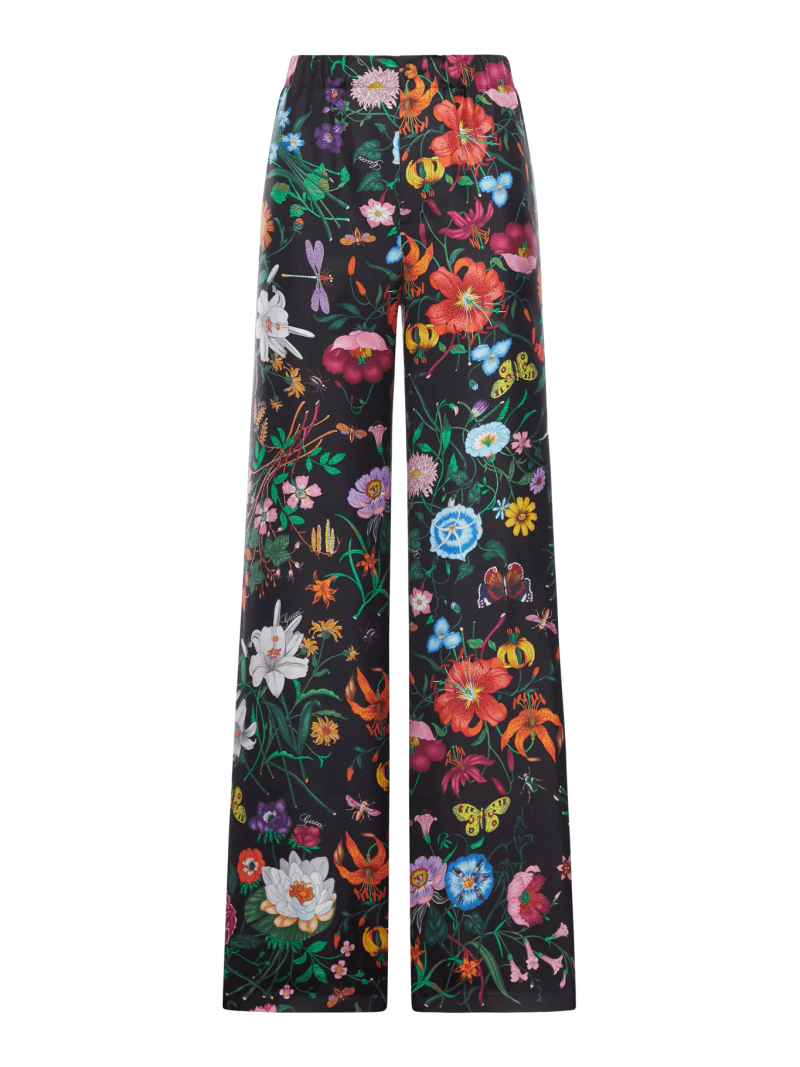 PRINTED SILK TWILL TROUSERS - Gucci - Woman