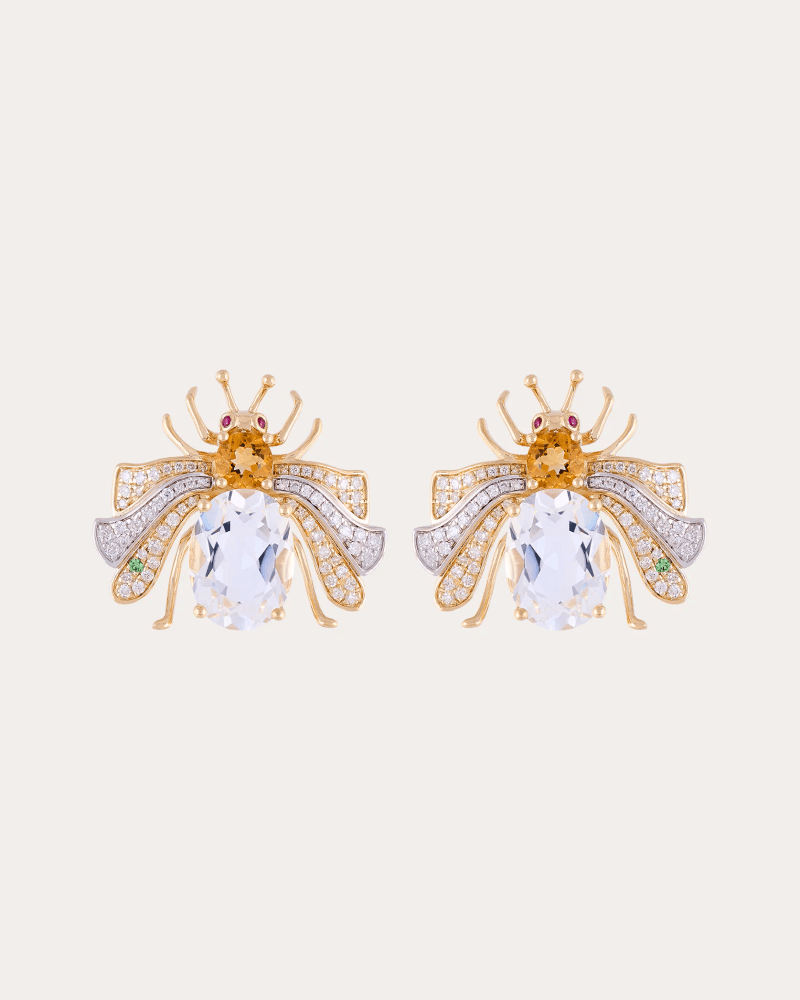 Nelly Rojas Women's Crystal Quartz & Diamond Candy Stud Earrings in Gold 18K Gold