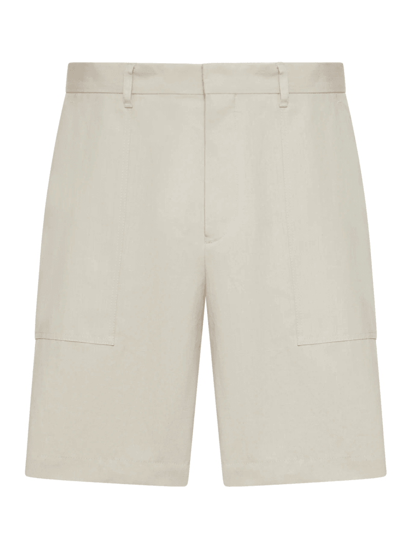 COTTON AND LINEN BLEND BERMUDA SHORTS - Lardini - Man