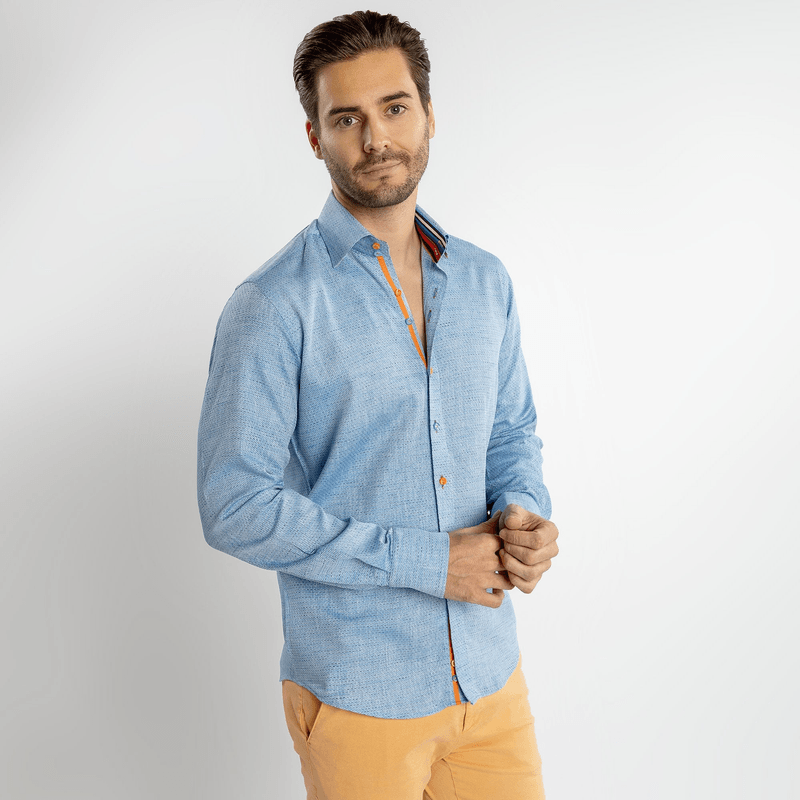 CLASSIC BRUSH COTTON SHIRT WITH MULTICOLOURED STRIPE INSERT