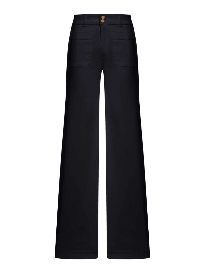 WIDE-LEG JANE JEANS IN WHITE COTTON WITH GOLD BUTTONS - Seafarer - Woman