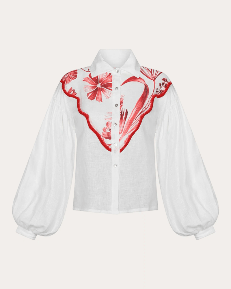 Aguaclara Women's La Vie Rouge Embroidered Linen Shirt